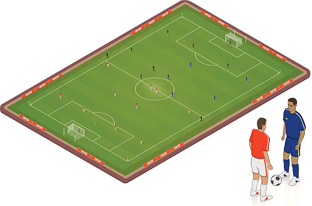 illustrations, cliparts, dessins animés et icônes de isométrique terrain de football - milieu de terrain