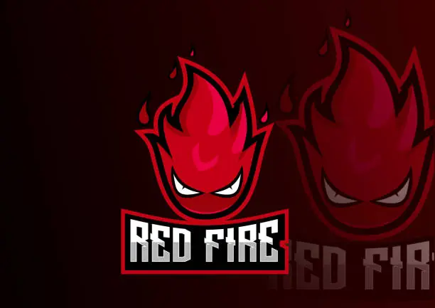 Vector illustration of red fire design gaming mascot