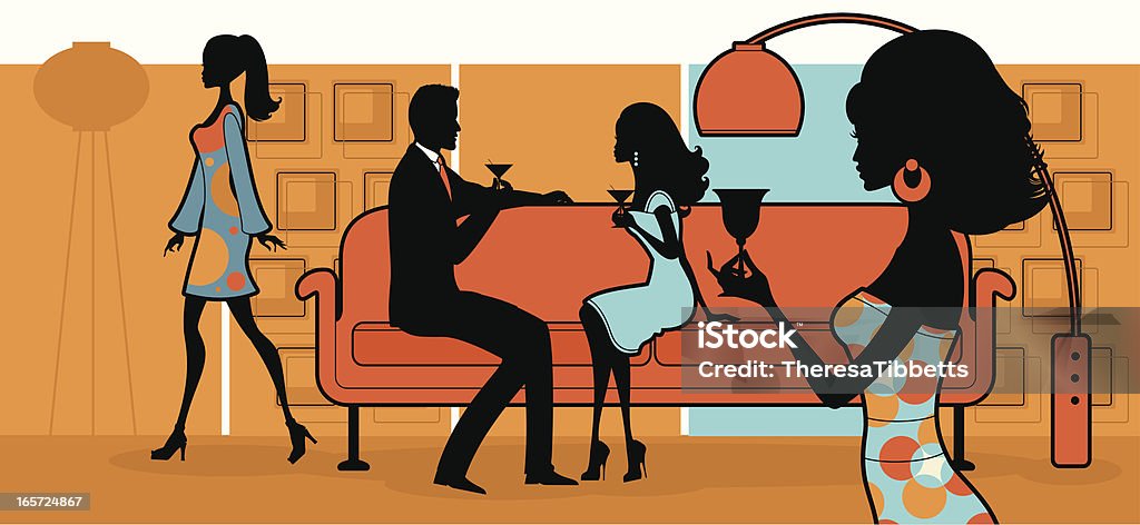 Elegant Living A group of elegant people in a stylish setting. Click below for more interiors and party images. Retro Style stock vector