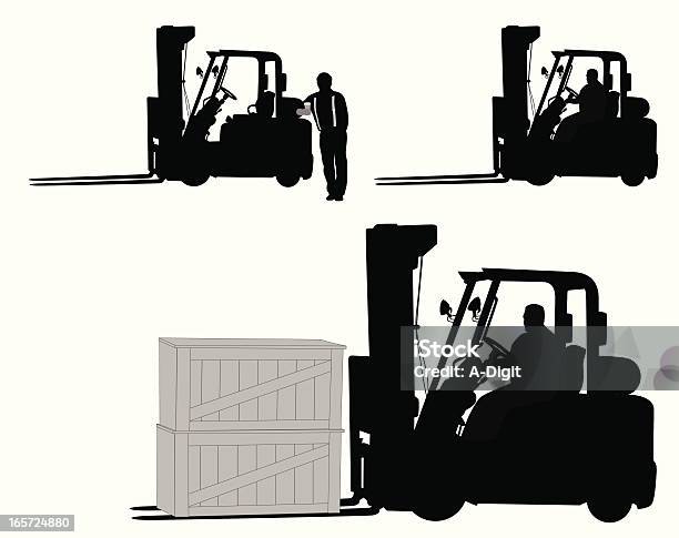 Forklift Vector Silhouette Stock Illustration - Download Image Now - Forklift, Crate, In Silhouette