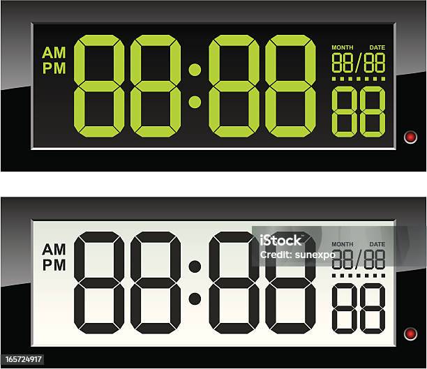 Relógio Digital Electrónica - Arte vetorial de stock e mais imagens de Relógio Digital - Relógio Digital, Painel de Cristal Líquido, Número