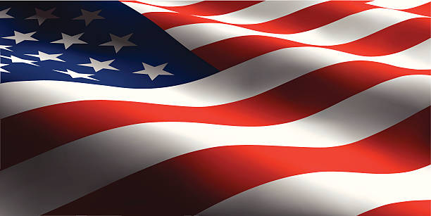 Illustration of the American flag rippling in breeze vector art illustration