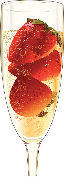 Champagne et des fraises - Illustration vectorielle