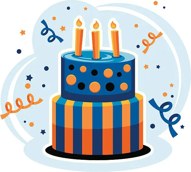 Vector illustration of Birthday Cake With Confetti