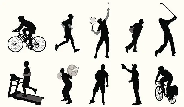 Vector illustration of Different Sports Vector Silhouette
