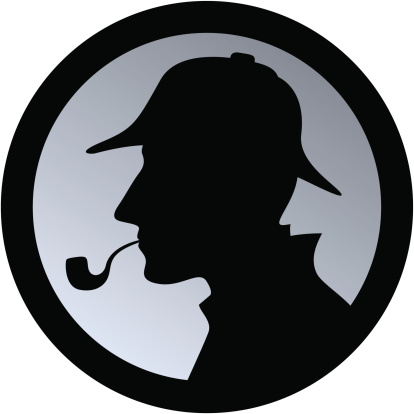 silhouette of a man with a pipe and hat / private investigator