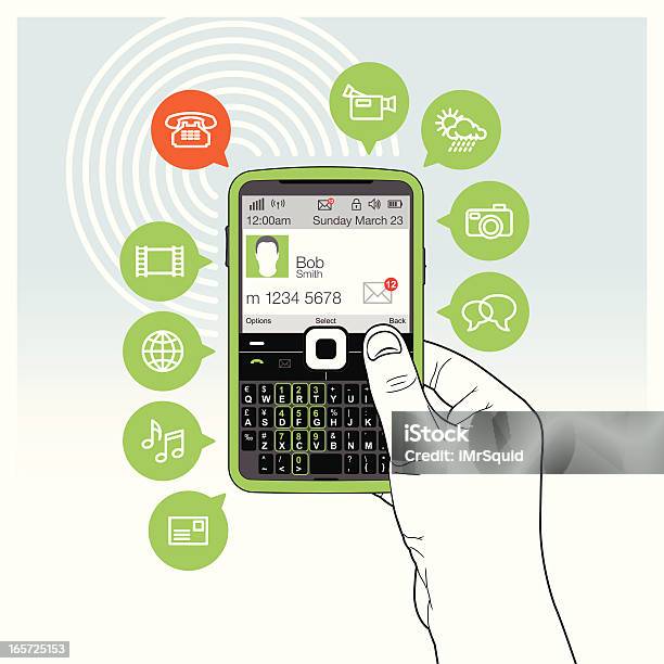 Vetores de Mobile Telefonecelular Funcionalidadesmartphone e mais imagens de Aplicação móvel - Aplicação móvel, Bluetooth, Braço humano