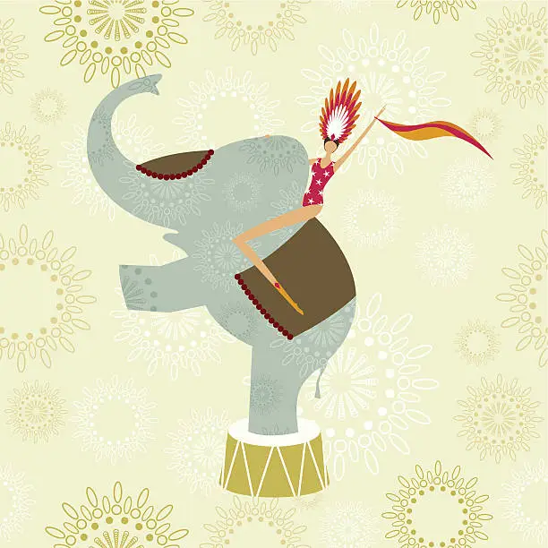 Vector illustration of Elephants tamer circus show
