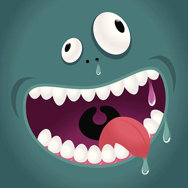 ilustraciones, imágenes clip art, dibujos animados e iconos de stock de monster emoción: hambre, riendo - mouth open illustrations