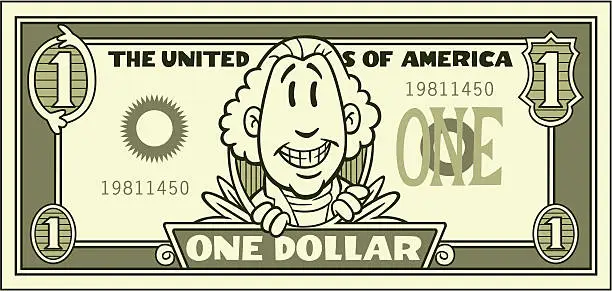 Vector illustration of Cartoon Dollar Bill