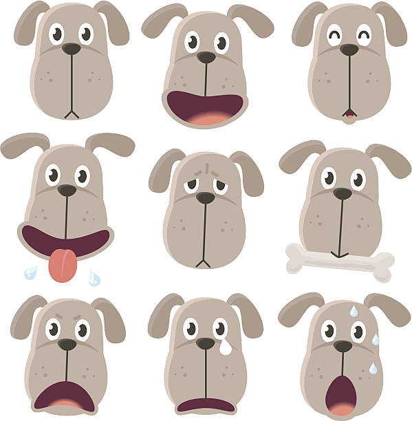 Icon ( Emoticons ) - Dog in various moods Vector Icon ( Emoticons ) - Dog in various moods . angry dog barking cartoon stock illustrations