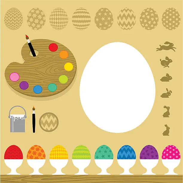 Vector illustration of Easter game. Decorate yourself. set,bunny, egg minimil