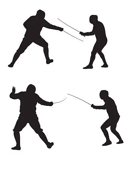 Vector illustration of Fencing Figures