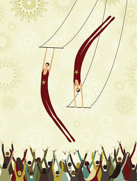 Trapeze artists vector art illustration