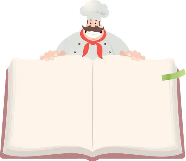 Vector illustration of Happy Chef Open Cookbook