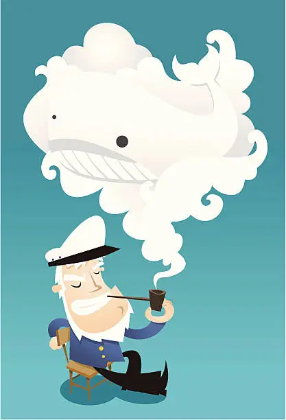 Vector illustration of Captain and Whale