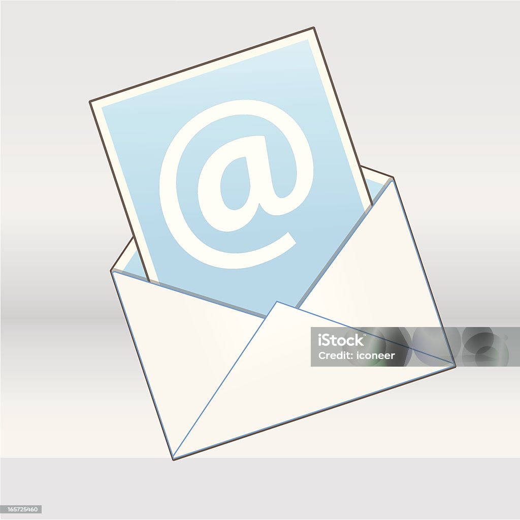 Ícone de e-mail com folha de papel - Vetor de Arroba royalty-free