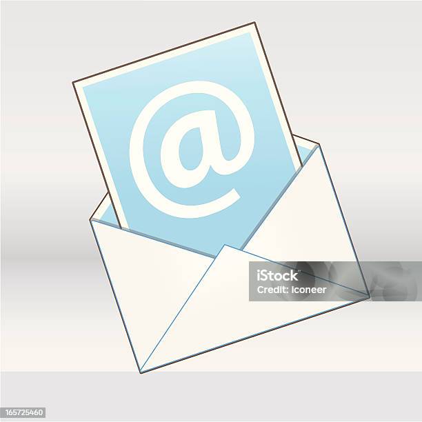 Vetores de Ícone De Email Com Folha De Papel e mais imagens de Arroba - Arroba, Azul, Branco
