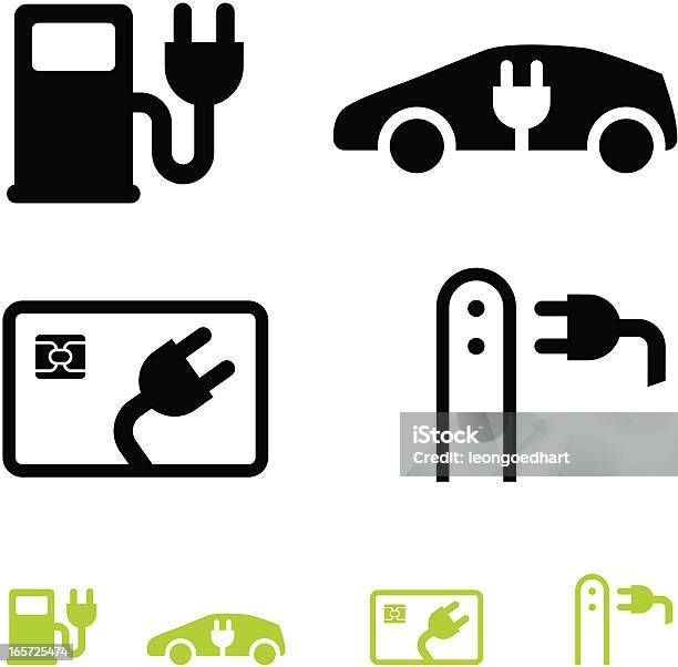 Automobile Elettrica E Icone Di Carburante - Immagini vettoriali stock e altre immagini di Automobile elettrica - Automobile elettrica, Icona, Veicolo elettrico - Automobile con biodiesel