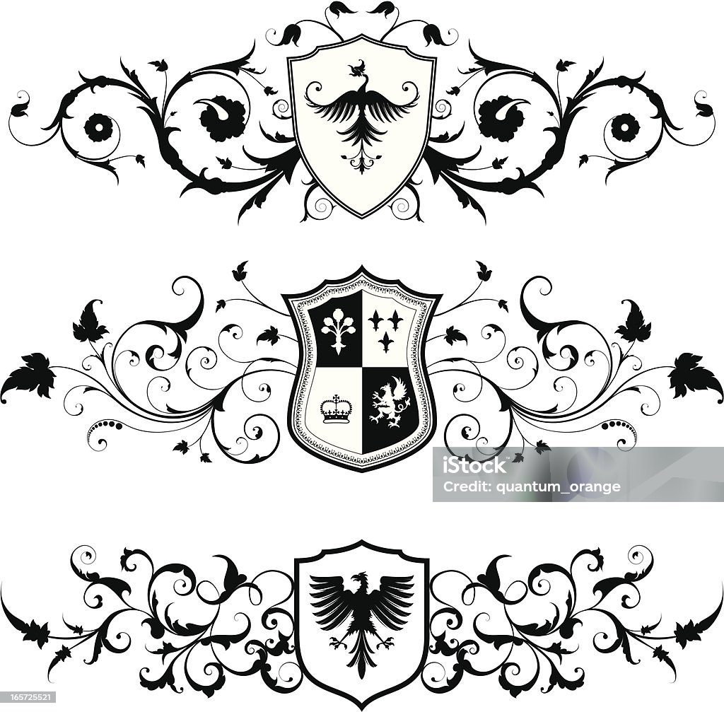 Arabesques Shield ensemble - clipart vectoriel de Aigle libre de droits