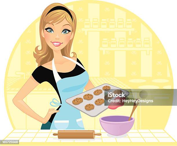 Homemaker Baking Happy Homemaker Stock Illustration - Download Image Now - Women, Baking ...