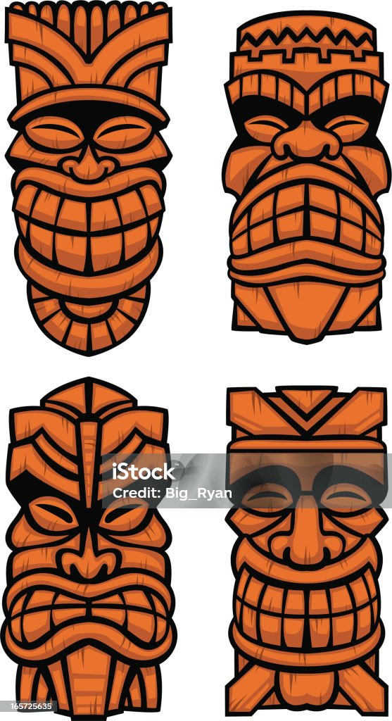 tikis de madera - arte vectorial de Tiki libre de derechos