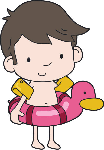 ilustrações de stock, clip art, desenhos animados e ícones de "verão!" criança com insuflável pato de borracha - arm band illustrations