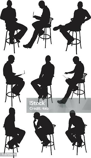 Men Sitting On Chairs Stock Illustration - Download Image Now - Adult, Adults Only, Black And White