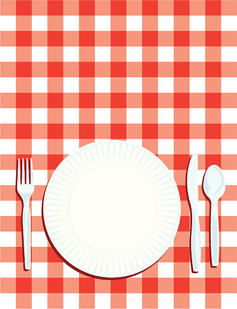 Picnic Place Setting with Table Cloth Background Picnic Place Setting with Table Cloth Background illustration. Proportioned to an 8.5” x 11.” Just add a headline and fill your plate. Check out my “Picnic and Grill” light box for more. paper plate stock illustrations