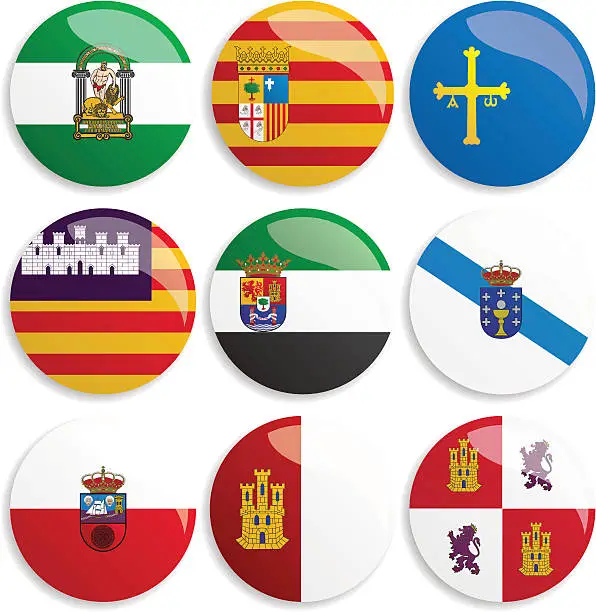 Vector illustration of World Flag Buttons