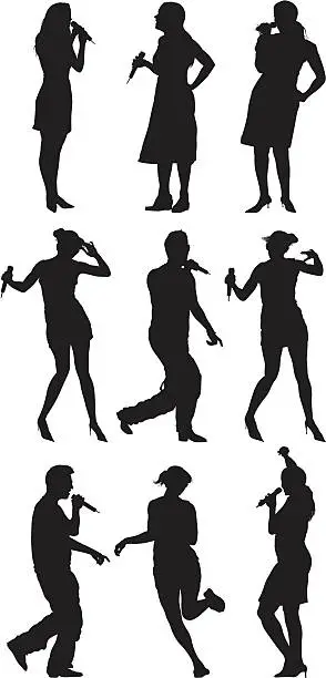 Vector illustration of People singing into a microphone