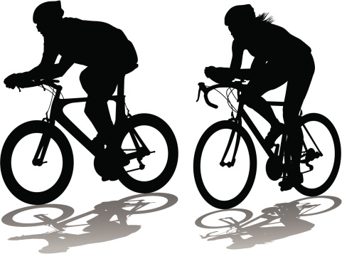 Male and female bicycle time trialists