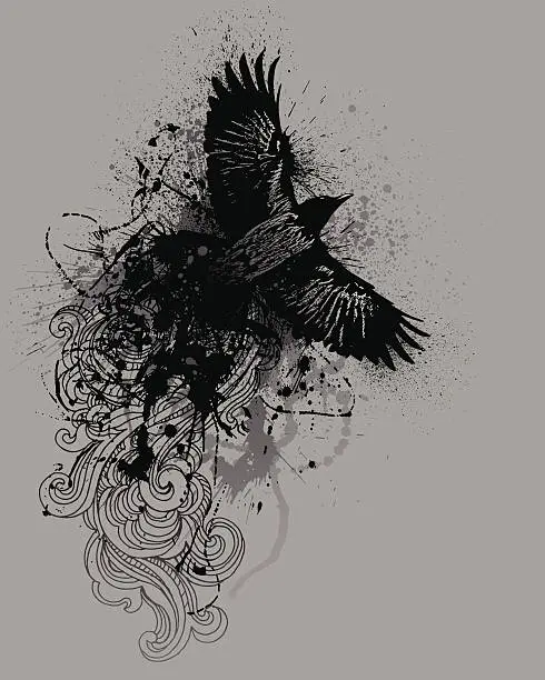 Vector illustration of Grunge Raven