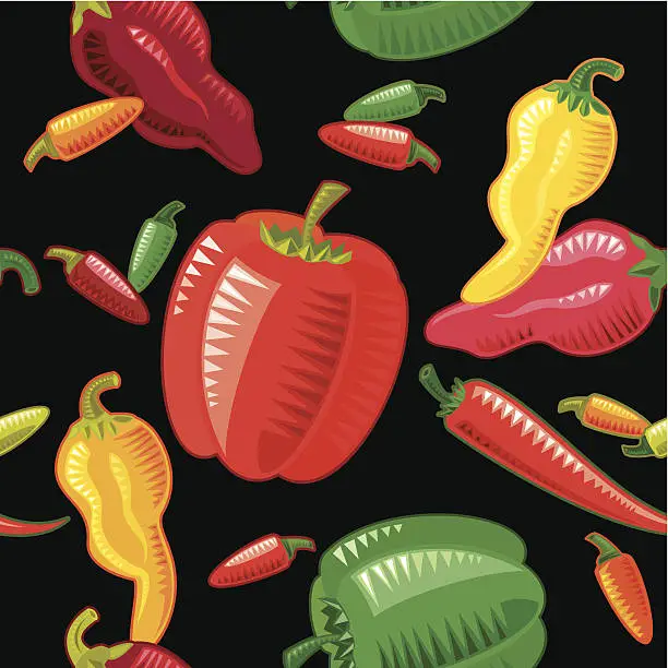 Vector illustration of Assorted Hot Peppers (Pattern)