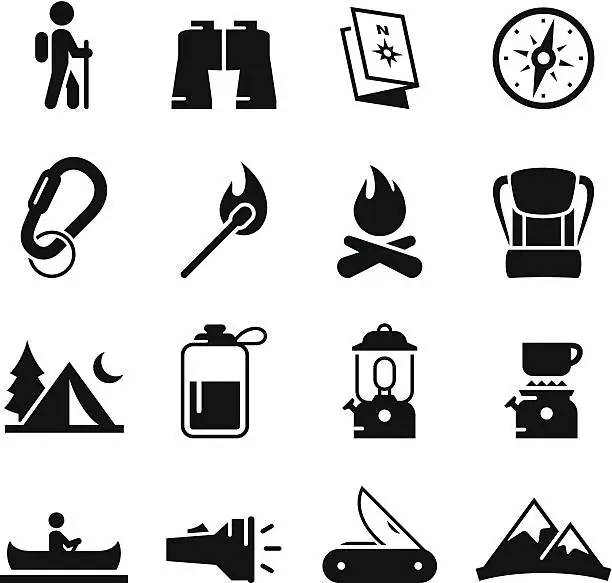Vector illustration of Camping Icons - Black Series