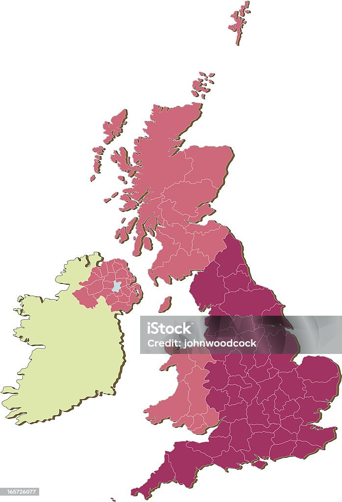 Trois Comtés pays au Royaume-Uni - clipart vectoriel de Carte libre de droits
