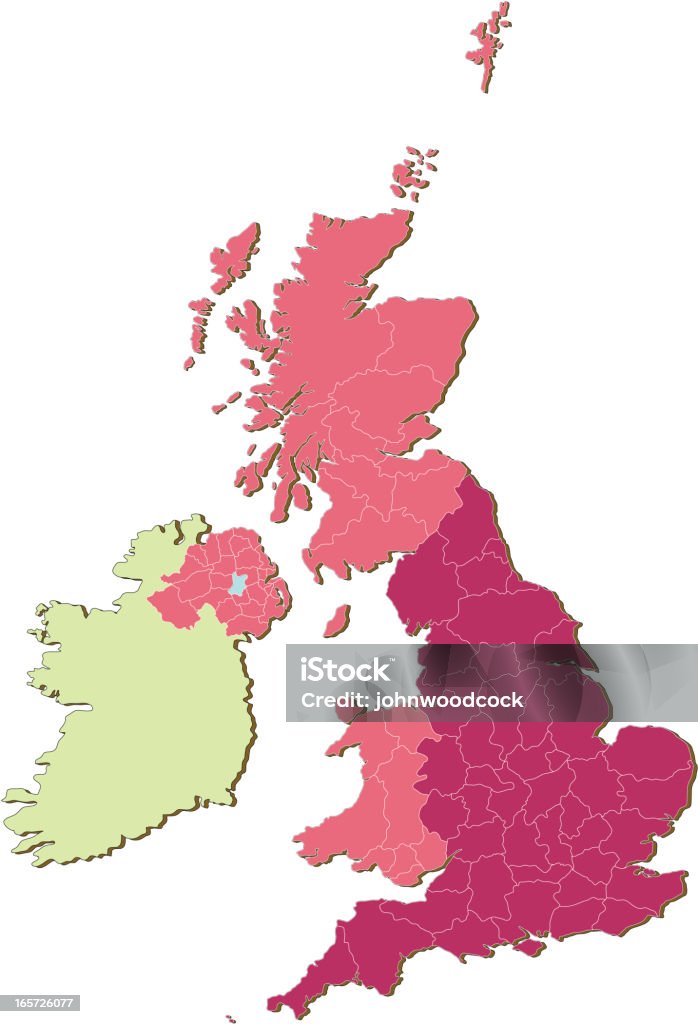 英国国の 3 つの郡 - 地図のロイヤリティフリーベクトルアート