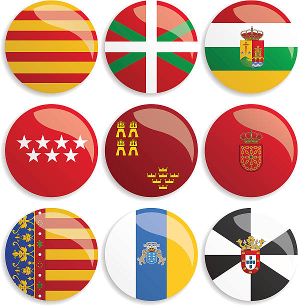 Spain Flag Buttons From top left to bottom right: the flag of the madrid spain stock illustrations