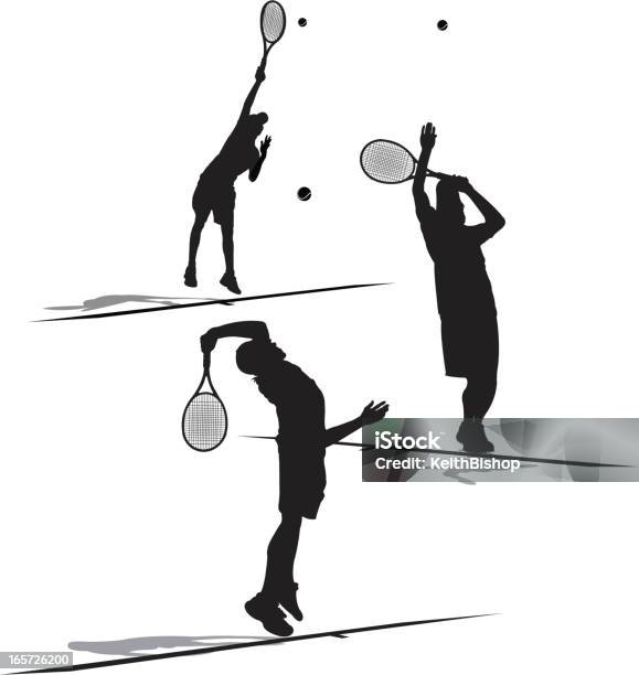 Joueur De Tennis Joueur Servir Ball Hommes Vecteurs libres de droits et plus d'images vectorielles de Coup droit - Coup droit, Tennis, Adolescent