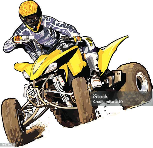 Yellowquadirt Vecteurs libres de droits et plus d'images vectorielles de Quad - Quad, Voiture tout-terrain, Casque