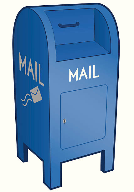 Mail Drop Box Vector illustration of a blue postal drop box against a white background.  Illustration uses linear gradients.  Mailbox is on its own layer, easily separated from the white background.  Both CS .ai and AI8-compatible .eps formats are included, along with a high-res .jpg. blue mailbox stock illustrations