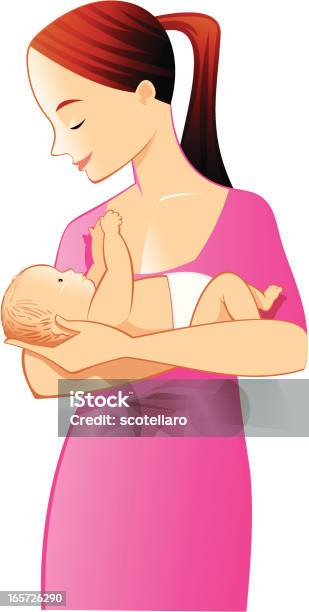 Mom And Baby Stock Illustration - Download Image Now - Newborn, Mother, Adult