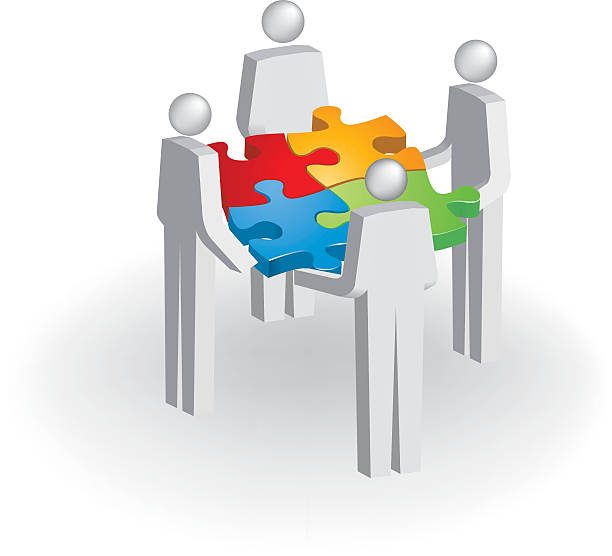 illustrazioni stock, clip art, cartoni animati e icone di tendenza di concetto di lavoro di squadra - three dimensional shape people group of people team