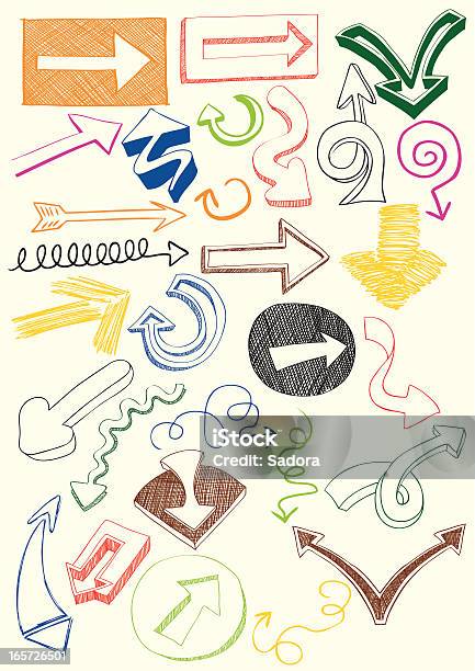 Doodle Frecce - Immagini vettoriali stock e altre immagini di Arte, Cultura e Spettacolo - Arte, Cultura e Spettacolo, Curvo, Disegno