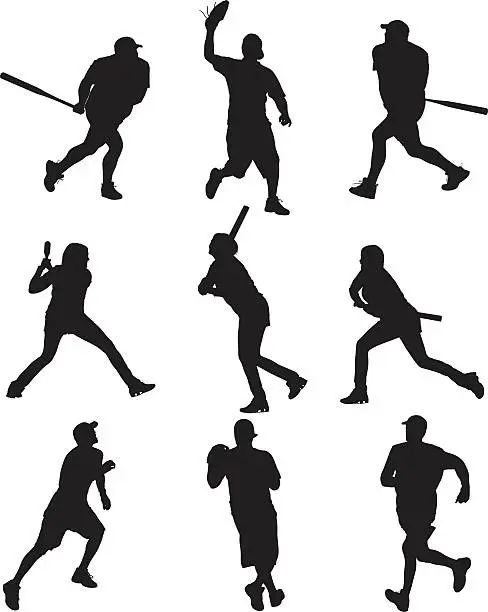 Vector illustration of Baseball players in action