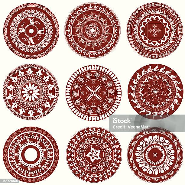 Дизайн Mehandi Circle — стоковая векторная графика и другие изображения на тему Без людей - Без людей, Белый, Белый фон