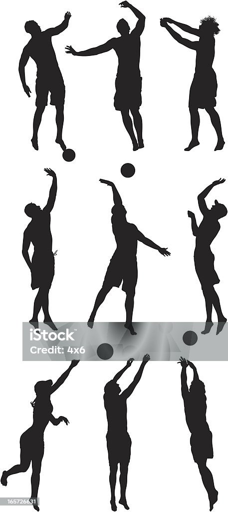 Volleyball Players In Action Stock Illustration - Download Image Now ...