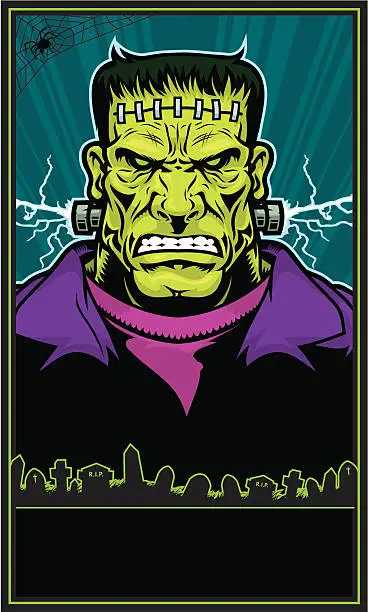 Vector illustration of Frankenstein monster poster