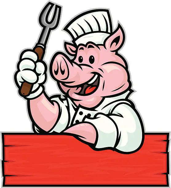 Vector illustration of Pig BBQ Chef