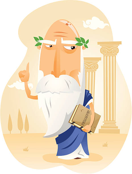Philosopher of Ancient Greece Philosopher of ancient Greece teaching his knowledge. aristotle stock illustrations